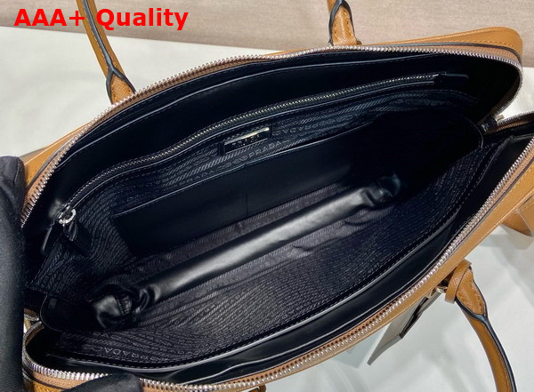 Prada Saffiano Leather Work Bag in Caramel 2VE368 Replica