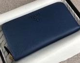 Prada Saffiano Leather Zip Around Wallet in Blue