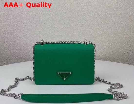 Prada Saffiano Leather and Nylon Mini Bag in Green Replica