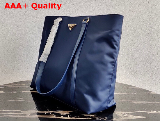 Prada Saffiano Leather and Nylon Tote in Blue Replica