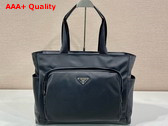 Prada Saffiano Leather and Re Nylon Tote Bag in Black 2VG097 Replica