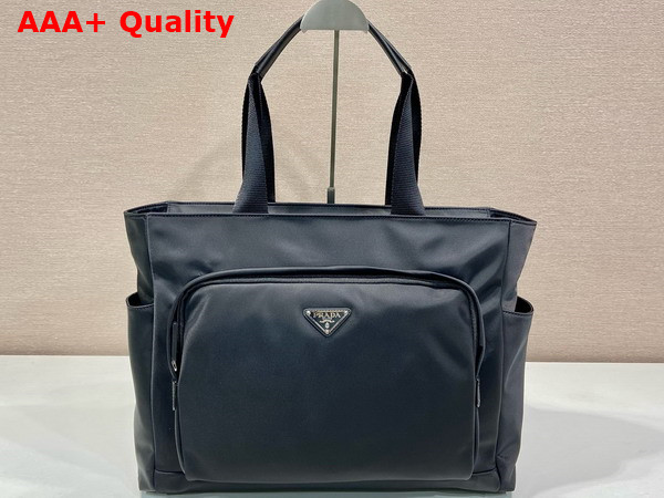 Prada Saffiano Leather and Re Nylon Tote Bag in Black 2VG097 Replica