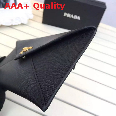 Prada Saffiano Letter Leather Wallet In Black Replica