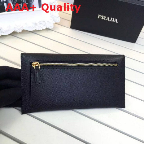 Prada Saffiano Letter Leather Wallet In Black Replica