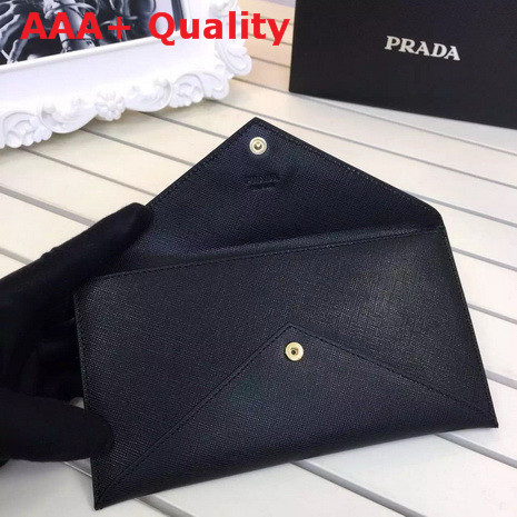 Prada Saffiano Letter Leather Wallet In Black Replica