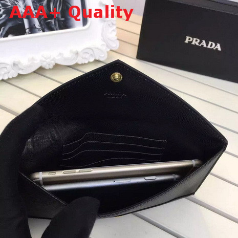 Prada Saffiano Letter Leather Wallet In Black Replica