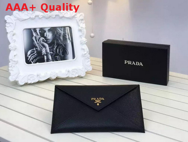 Prada Saffiano Letter Leather Wallet In Black Replica