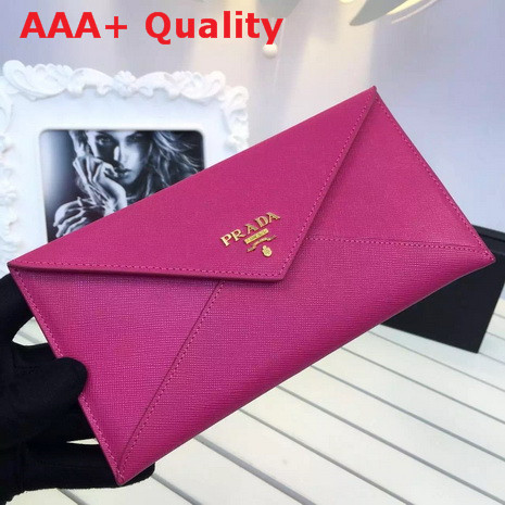 Prada Saffiano Letter Leather Wallet In Fuchsia Replica