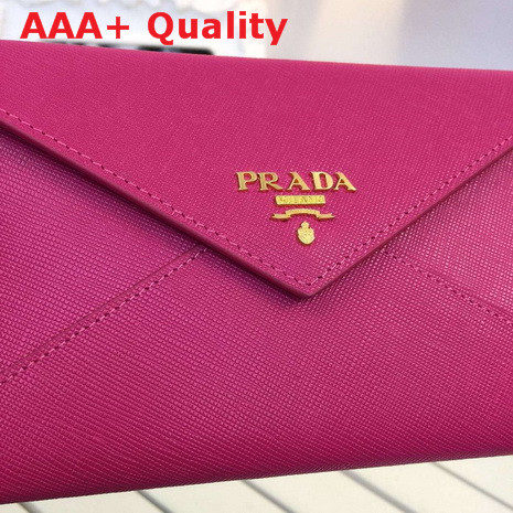 Prada Saffiano Letter Leather Wallet In Fuchsia Replica