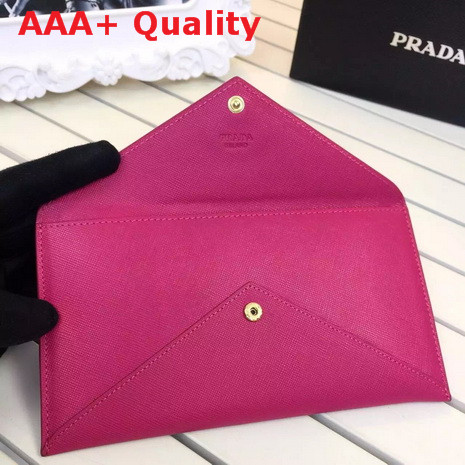 Prada Saffiano Letter Leather Wallet In Fuchsia Replica