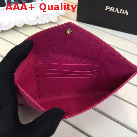 Prada Saffiano Letter Leather Wallet In Fuchsia Replica