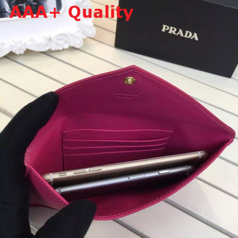 Prada Saffiano Letter Leather Wallet In Fuchsia Replica