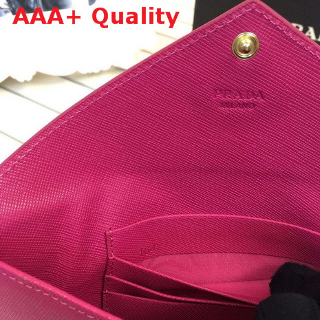 Prada Saffiano Letter Leather Wallet In Fuchsia Replica