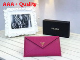 Prada Saffiano Letter Leather Wallet In Fuchsia Replica