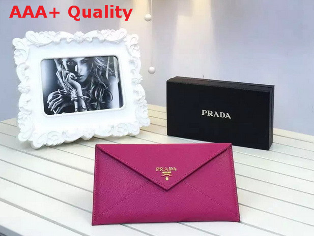 Prada Saffiano Letter Leather Wallet In Fuchsia Replica