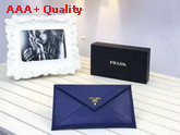 Prada Saffiano Letter Leather Wallet In Navy Blue Replica