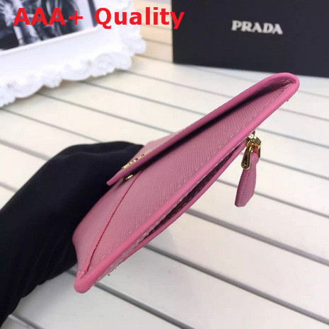 Prada Saffiano Letter Leather Wallet In Pink Replica