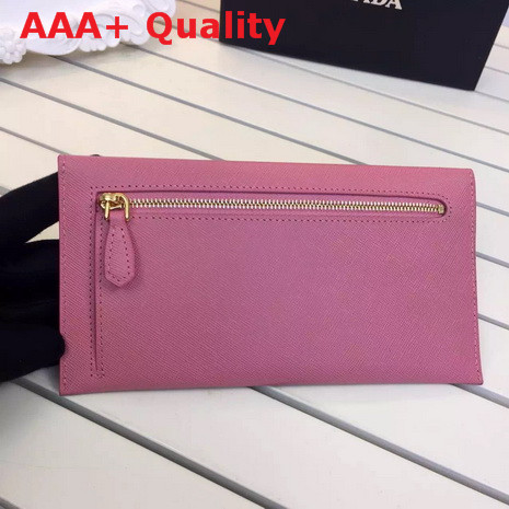 Prada Saffiano Letter Leather Wallet In Pink Replica