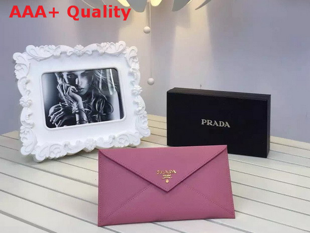 Prada Saffiano Letter Leather Wallet In Pink Replica