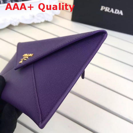 Prada Saffiano Letter Leather Wallet In Purple Replica