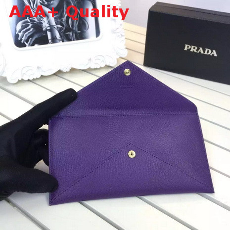 Prada Saffiano Letter Leather Wallet In Purple Replica