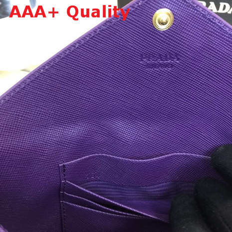 Prada Saffiano Letter Leather Wallet In Purple Replica