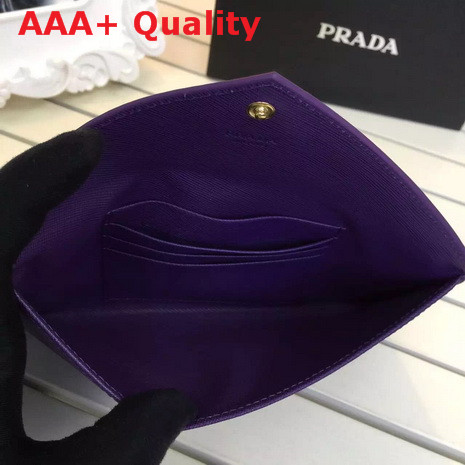 Prada Saffiano Letter Leather Wallet In Purple Replica