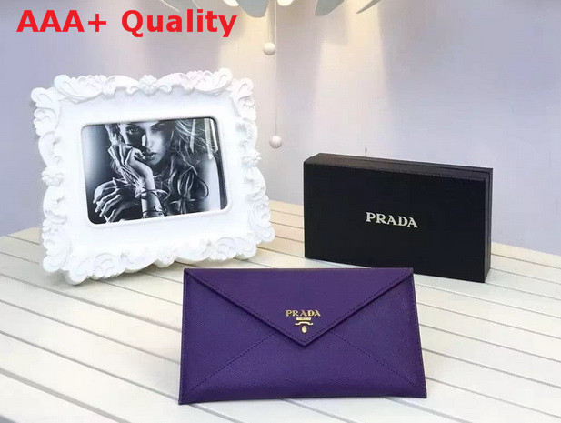 Prada Saffiano Letter Leather Wallet In Purple Replica