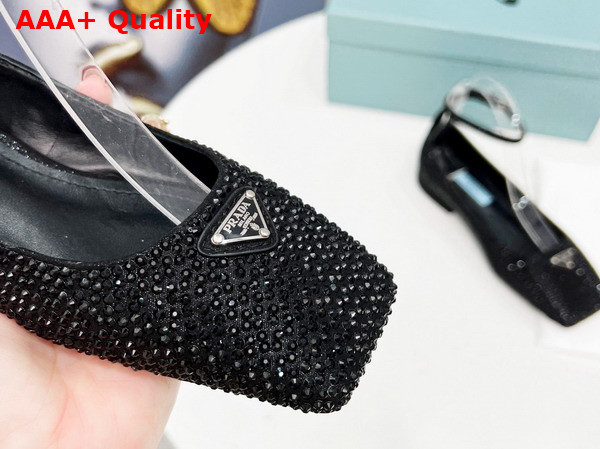 Prada Satin Ballerinas with Crystals Black Replica