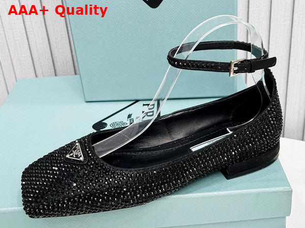 Prada Satin Ballerinas with Crystals Black Replica