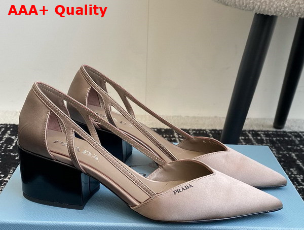 Prada Satin Cut Out Pumps Beige 1I736N Replica