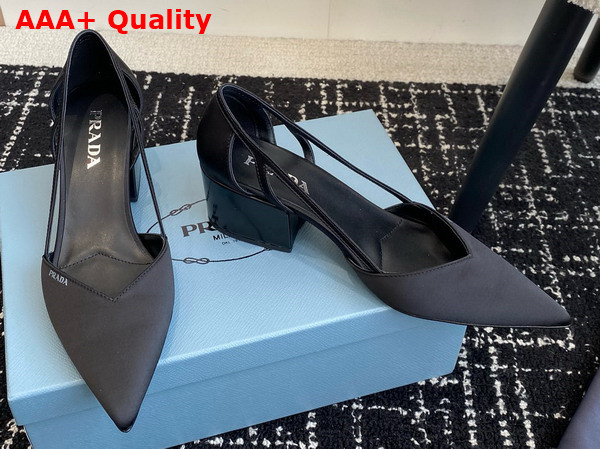 Prada Satin Cut Out Pumps Black 1I736N Replica