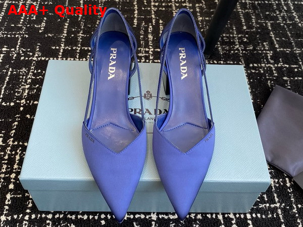 Prada Satin Cut Out Pumps Blue 1I736N Replica