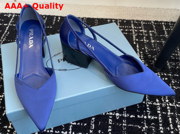 Prada Satin Cut Out Pumps Blue 1I736N Replica