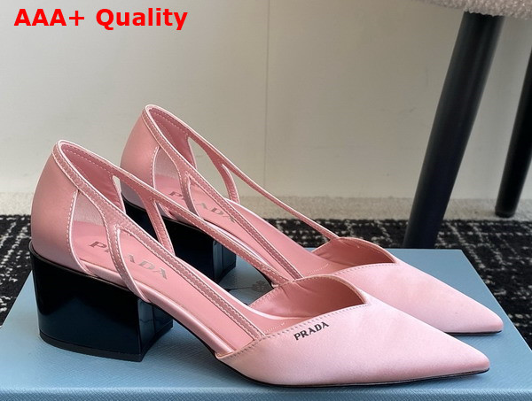 Prada Satin Cut Out Pumps Confetti Pink 1I736N Replica