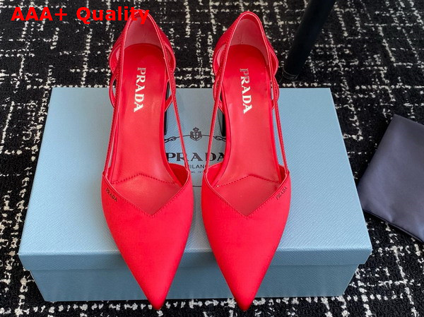 Prada Satin Cut Out Pumps Fiery Red 1I736N Replica