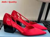 Prada Satin Cut Out Pumps Fiery Red 1I736N Replica