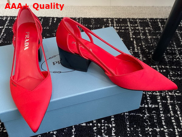 Prada Satin Cut Out Pumps Fiery Red 1I736N Replica