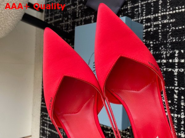 Prada Satin Cut Out Pumps Fiery Red 1I736N Replica