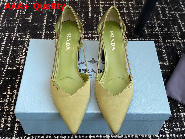 Prada Satin Cut Out Pumps Green 1I736N Replica