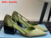 Prada Satin Cut Out Pumps Green 1I736N Replica