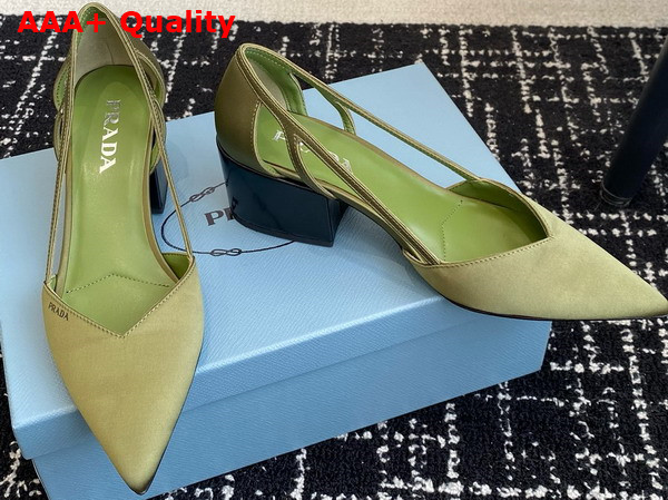 Prada Satin Cut Out Pumps Green 1I736N Replica