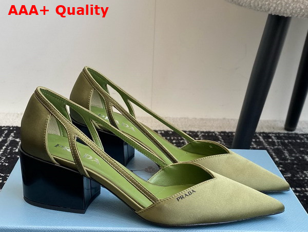 Prada Satin Cut Out Pumps Green 1I736N Replica