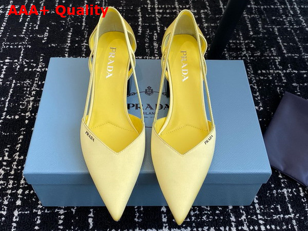 Prada Satin Cut Out Pumps Lemon Yellow 1I736N Replica