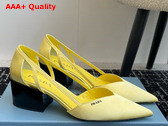 Prada Satin Cut Out Pumps Lemon Yellow 1I736N Replica