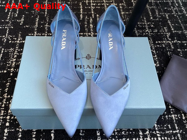 Prada Satin Cut Out Pumps Light Blue 1I736N Replica