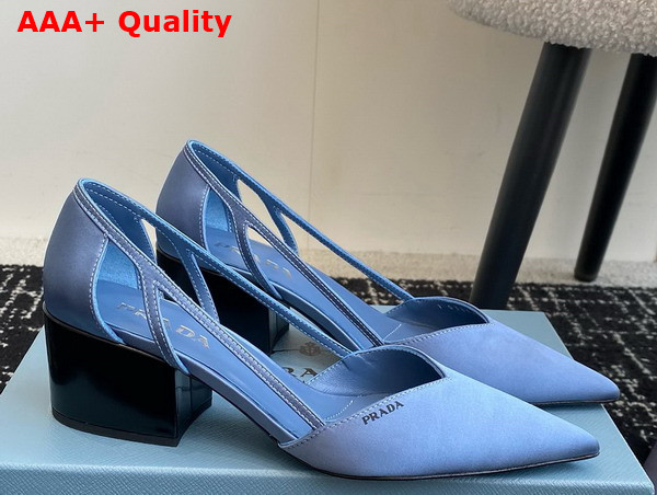 Prada Satin Cut Out Pumps Light Blue 1I736N Replica