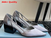 Prada Satin Cut Out Pumps Slate Gray 1I736N Replica