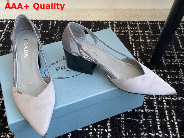 Prada Satin Cut Out Pumps Slate Gray 1I736N Replica