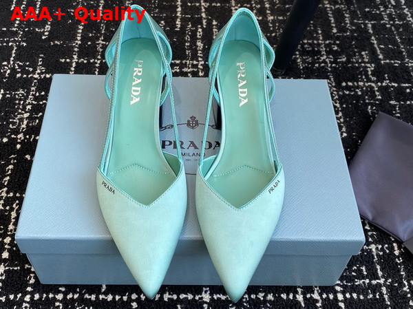 Prada Satin Cut Out Pumps Turquoise 1I736N Replica